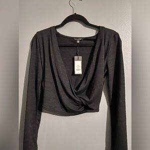 NWT dynamite long sleeve crop wrap top